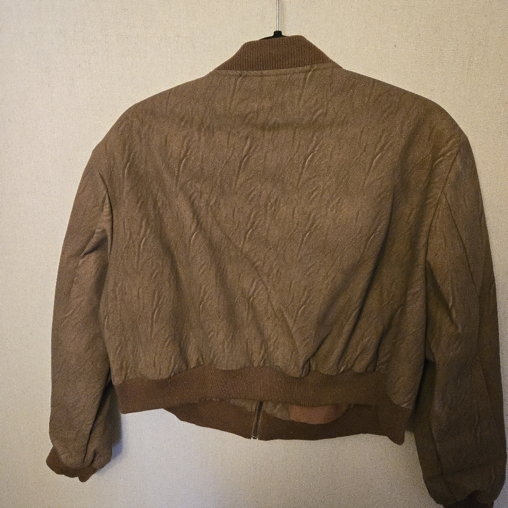 Brown Vegan Bomber Jacket - Picture 3 of 3